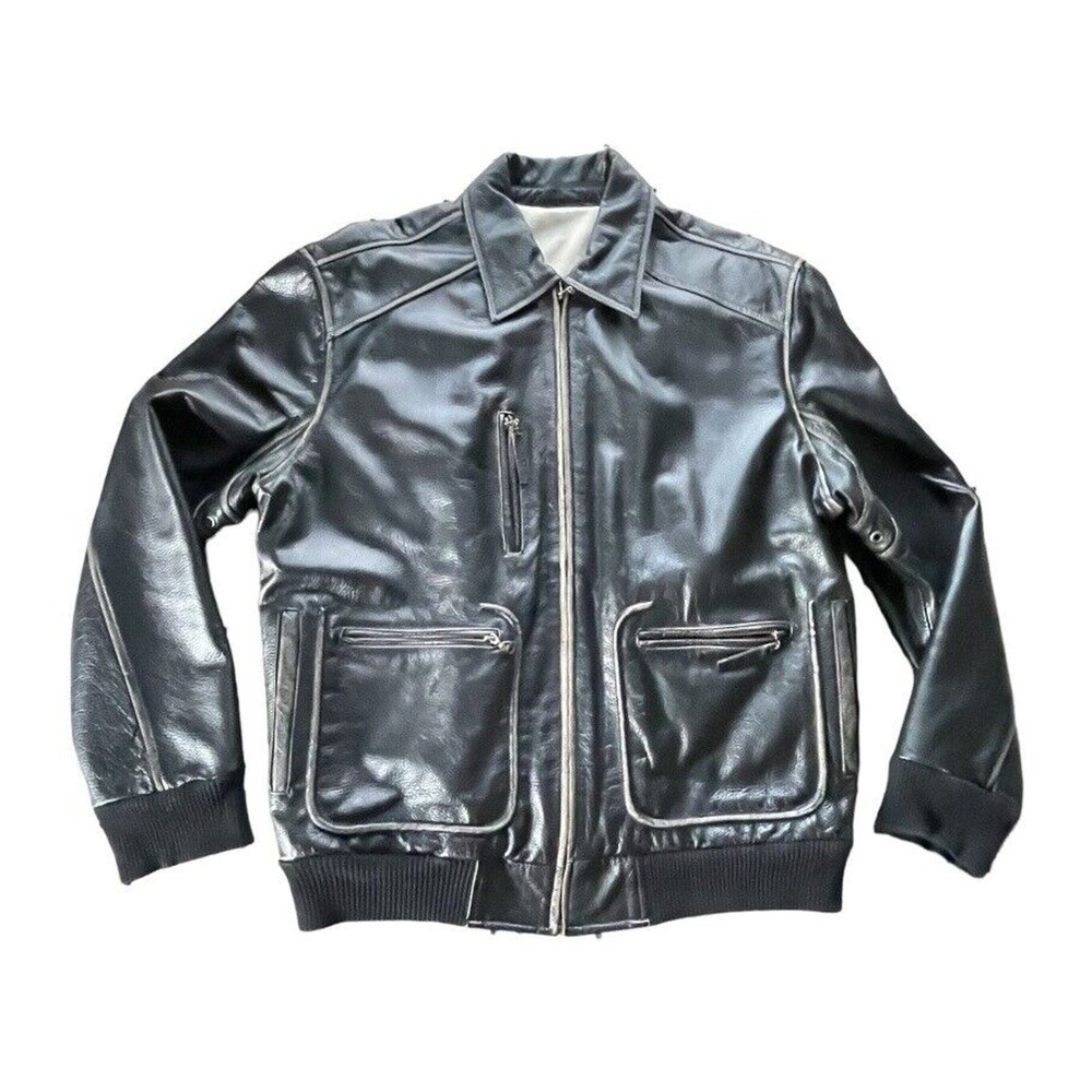 Velez Artisan Heavy Leather Jacket Colombia Mahogany Black Large Men MINT $800